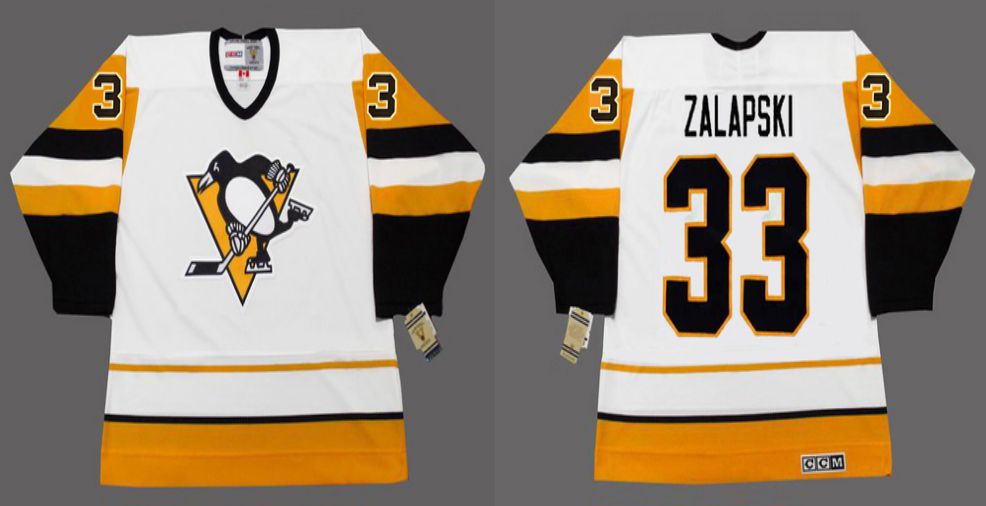 2019 Men Pittsburgh Penguins 33 Zalapski White yellow CCM NHL jerseys